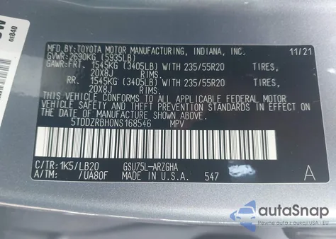 2022 Toyota Highlander Limited из США, поврежденный, VIN 5TDDZRBH0NS168546